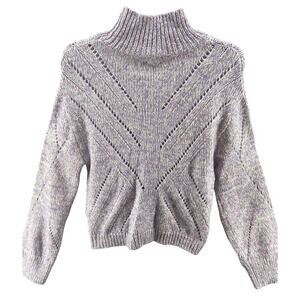 Line The Label Sweater Womens Medium Purple Mock Neck Long Sleeve‎ NWT